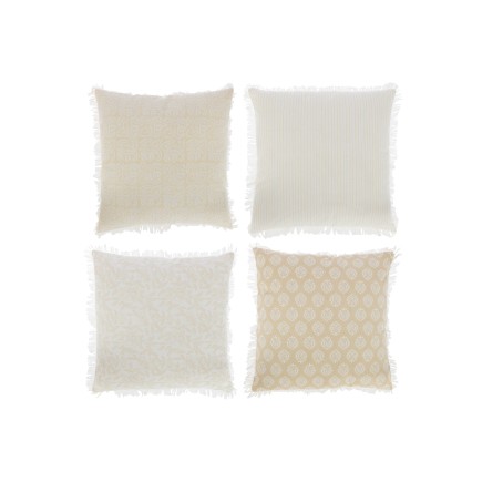 Set de 4 coussins en coton beige 56x56x3 cm