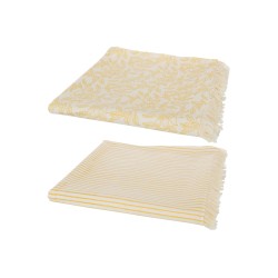 Set de 2 mantas de algodón amarillo 273x134x1 cm