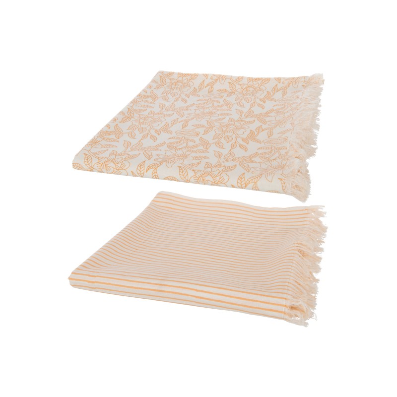Set de 2 mantas de algodón salmón 273x134x1 cm Set de 2 mantas de algodón salmón 273x134x1 cm