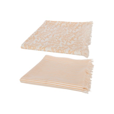 Set de 2 mantas de algodón salmón 273x134x1 cm