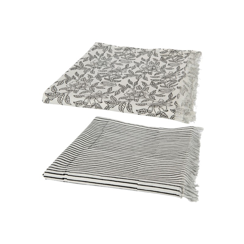 Set de 2 plaids en coton noir 273x134x1 cm Set de 2 plaids en coton noir 273x134x1 cm