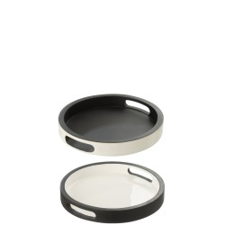 Set de 2 plateaux ronds en bois multicouleur 33x33x5 cm