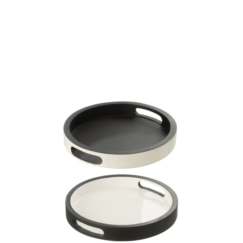 Set de 2 plateaux ronds en bois multicouleur 33x33x5 cm