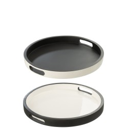 Set de 2 plateaux ronds en bois multicouleur 45x45x5 cm