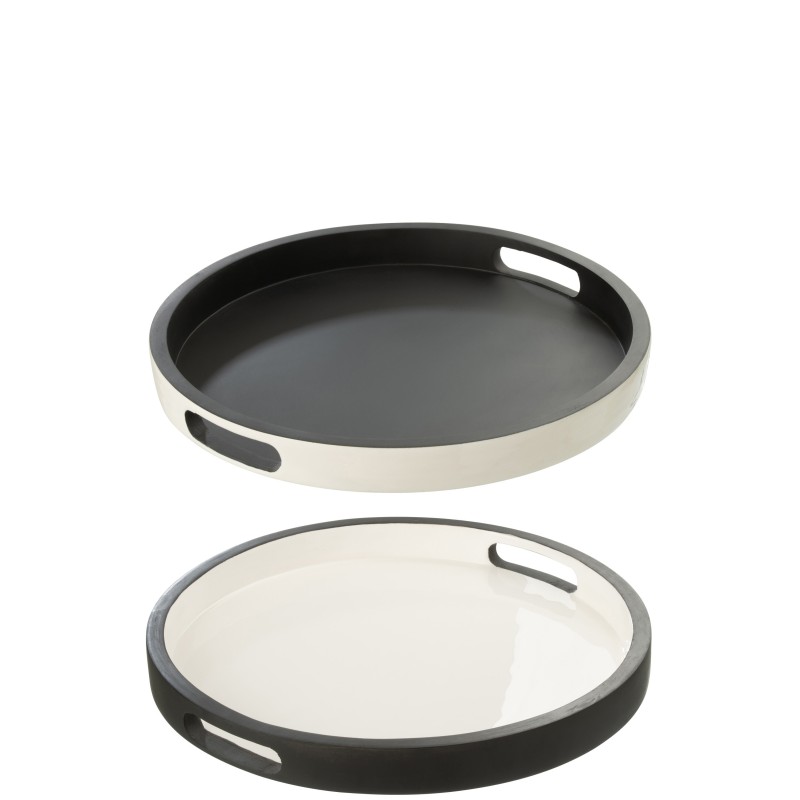 Set de 2 plateaux ronds en bois multicouleur 45x45x5 cm