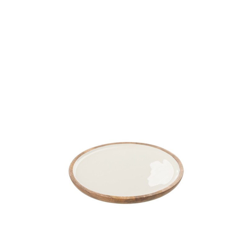 Assiette plate ronde en bois multicouleur 20x20x2 cm