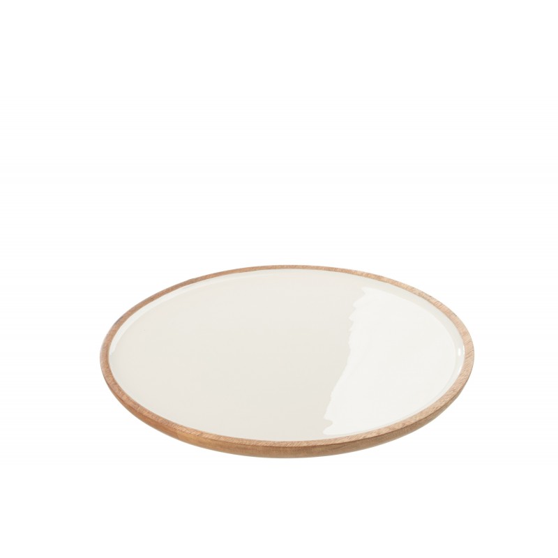 Assiette plate ronde en bois multicouleur 30x30x2 cm