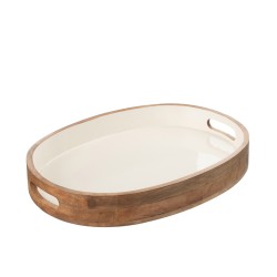 Plateau ovale en bois multicouleur 50x37x7 cm