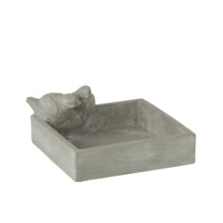 Bassin carré en ciment gris 22x20x10 cm