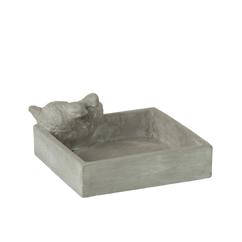 Bassin carré en ciment gris 22x20x10 cm