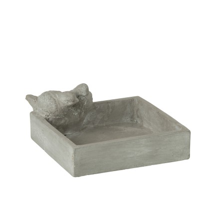 Bassin carré en ciment gris 22x20x10 cm