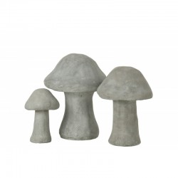 Set de 3 champignons en ciment gris 14x14x20 cm