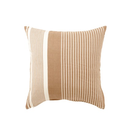 Coussin carré à lignes en coton marron 50x50x10 cm