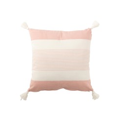 Cuscino quadrato con galleggianti e linee in cotone bianco 50x50x10 cm