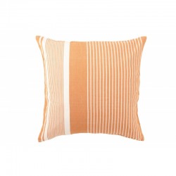 Coussin carré à lignes en coton orange 50x50x10 cm
