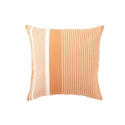 Coussin carré à lignes en coton orange 50x50x10 cm