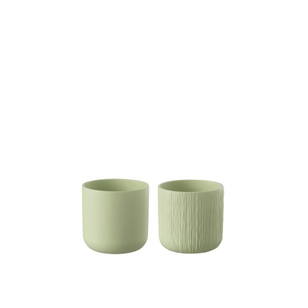 Set de 2 cachepots en céramique vert menthe 11x11x11 cm