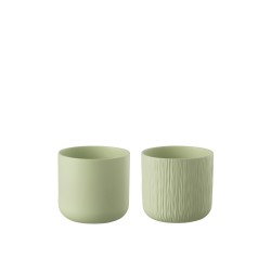 Set de 2 cachepots en céramique vert menthe 13.5x13.5x12.6 cm