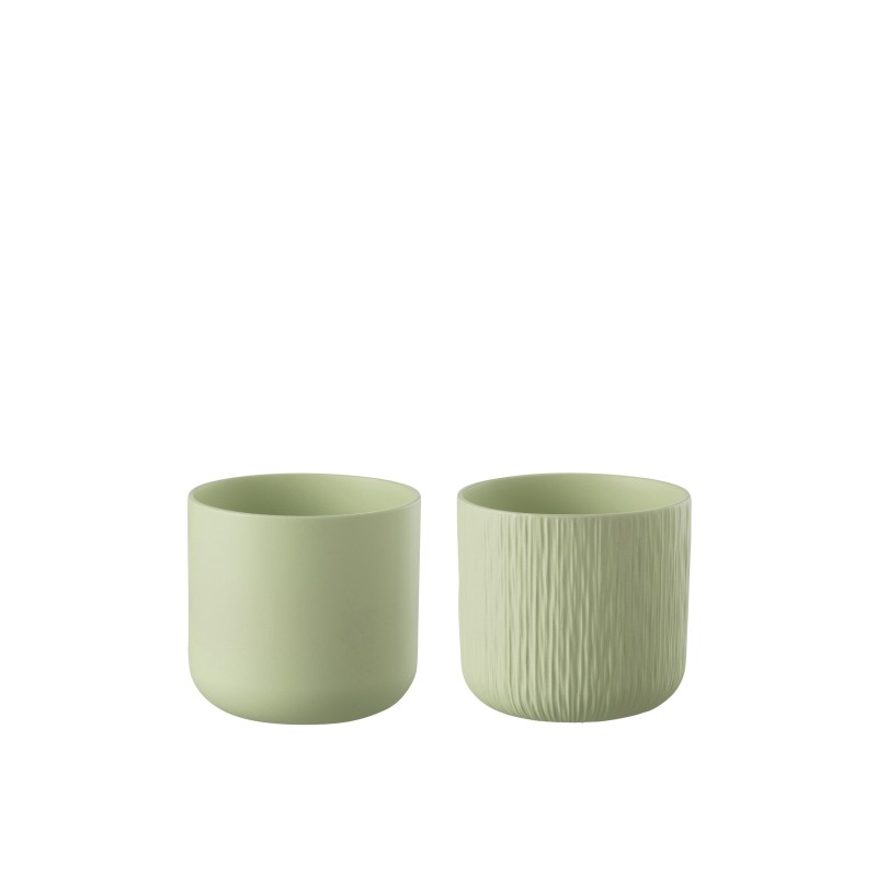 Set de 2 cachepots en céramique vert menthe 13.5x13.5x12.6 cm Set de 2 cachepots en céramique vert menthe 13.5x13.5x12.6 cm
