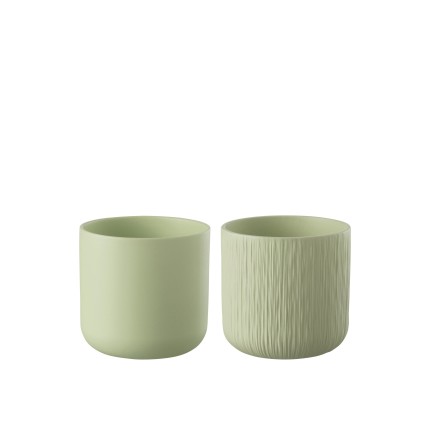 Set de 2 cachepots en céramique vert menthe 15x15x14.5 cm