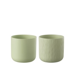 Set de 2 cachepots en céramique vert menthe 18.5x18.5x18 cm