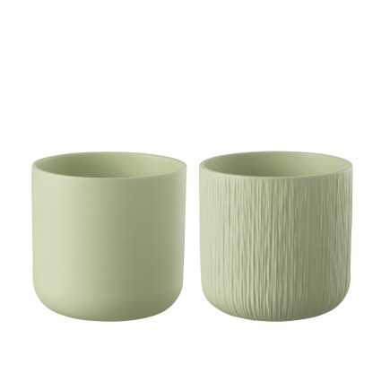 Set de 2 cachepots en céramique vert menthe 20.5x20.5x20 cm