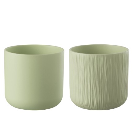 Set de 2 cachepots en céramique vert menthe 26.5x26.5x26 cm