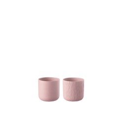 Set de 2 cachepots en céramique rose 7x7x6.5 cm