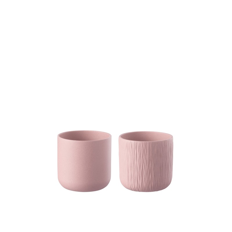 Set de 2 cachepots en céramique rose 11x11x11 cm Set de 2 cachepots en céramique rose 11x11x11 cm