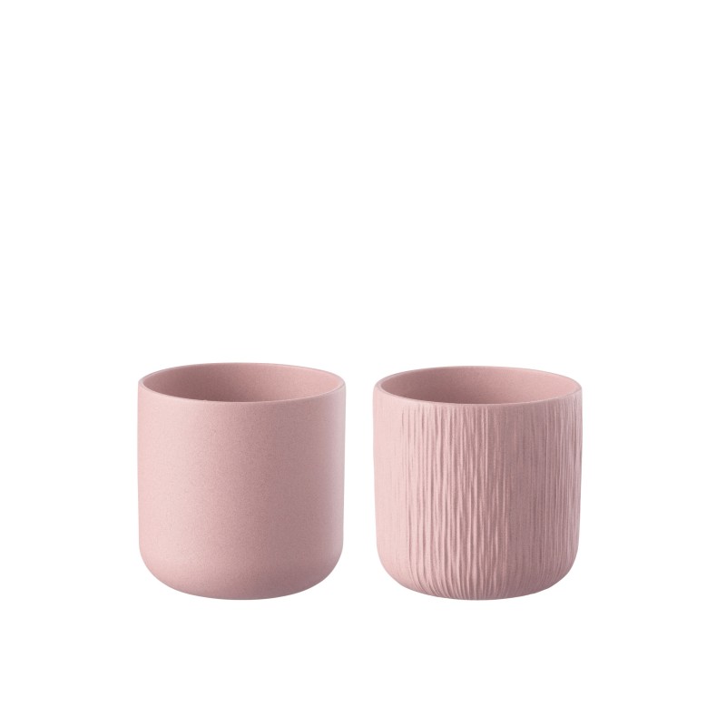 Set de 2 cachepots en céramique rose 15x15x14.5 cm Set de 2 cachepots en céramique rose 15x15x14.5 cm