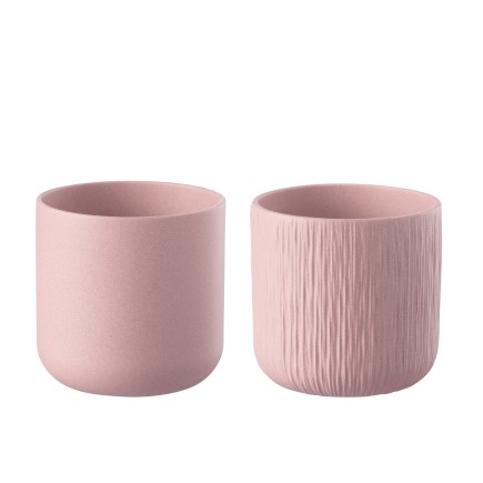 Set de 2 cachepots en céramique rose 20.5x20.5x20 cm