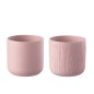 Set de 2 cachepots en céramique rose 20.5x20.5x20 cm Set de 2 cachepots en céramique rose 20.5x20.5x20 cm