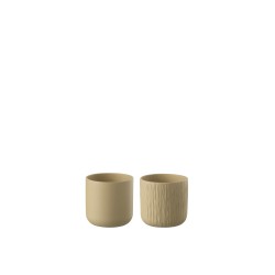 Conjunto de 2 Maceteros de cerámica beige de 7x7x6.5 cm