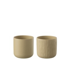 Conjunto de 2 Maceteros de cerámica beige de 15x15x14.5 cm