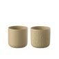 Set de 2 cachepots en céramique beige 18.5x18.5x18 cm Set de 2 cachepots en céramique beige 18.5x18.5x18 cm