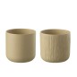Set de 2 cache-pots en céramique beige 20.5x20.5x20 cm Set de 2 cache-pots en céramique beige 20.5x20.5x20 cm