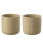 Set de 2 cachepots en céramique beige 26.5x26.5x26 cm Set de 2 cachepots en céramique beige 26.5x26.5x26 cm