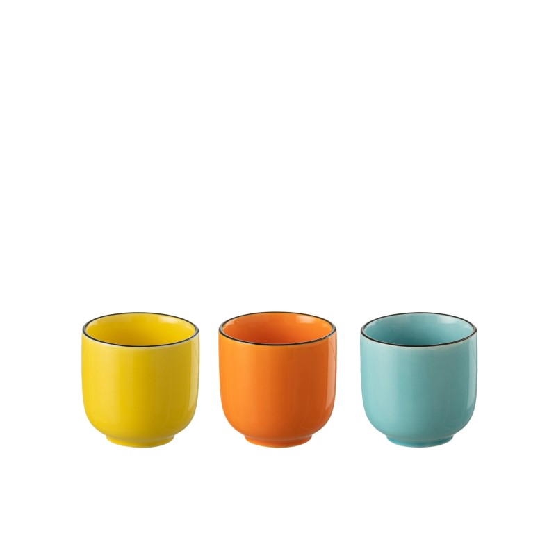 Set de 4 verres en porcelaine multicouleur 7x7x7 cm
