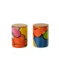 Set de 2 botes de almacenamiento de porcelana multicolor 11x11x15 cm Set de 2 botes de almacenamiento de porcelana multicolor 11x11x15 cm