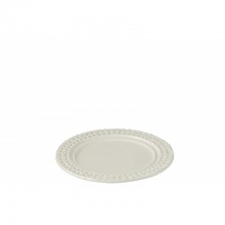 Plato redondo de cerámica blanco de 20x20x2 cm