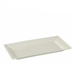 Plat rectangle en céramique blanc 32x18x4 cm