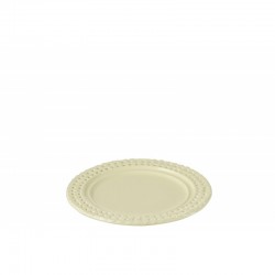 Assiette ronde en céramique jaune 20x20x2 cm