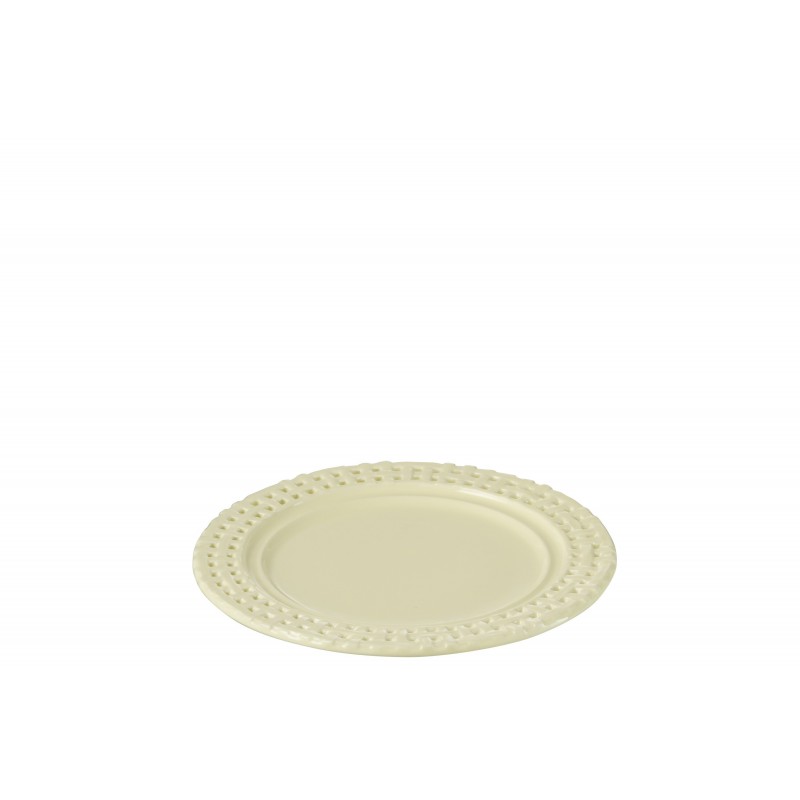 Assiette ronde en céramique jaune 20x20x2 cm