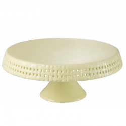 Plato de tarta en pie de cerámica amarilla 35x35x14 cm