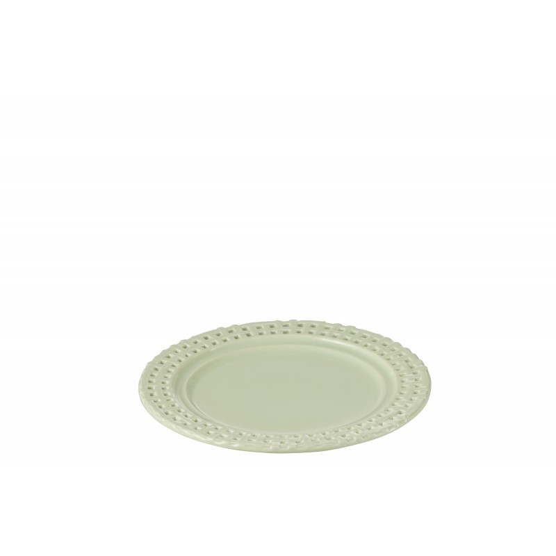 Assiette ronde en céramique vert 20x20x2 cm