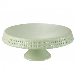 Plato de tarta con pie de cerámica verde de 35x35x14 cm