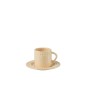Taza con platillo de cerámica rosa dorado de 14x14x9 cm