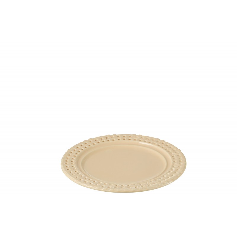 Assiette ronde en céramique rose doré 20x20x2 cm