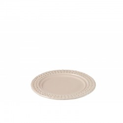Assiette ronde en céramique rose 20x20x2 cm