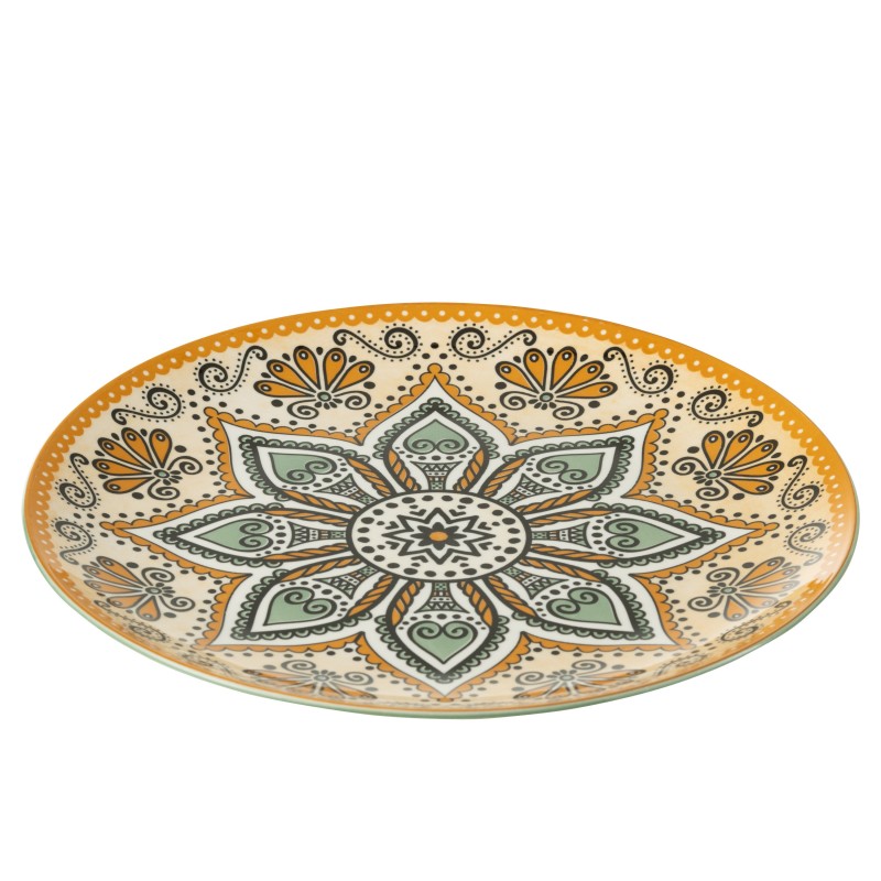 Assiette plate ronde en porcelaine multicouleur 27x27x3 cm